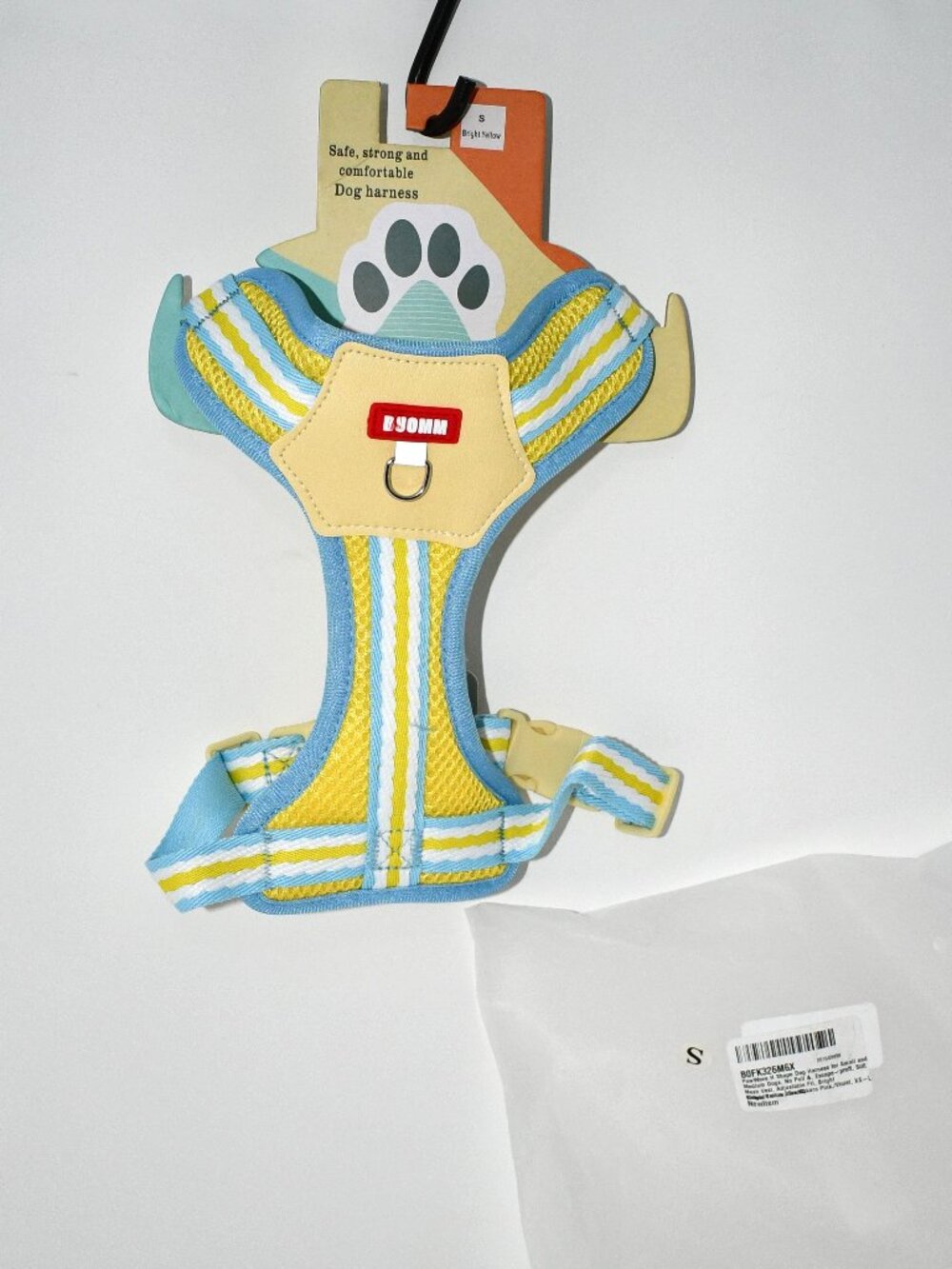 PawWave H Shape Dog Harness Small Bright Yellow & Blue No Pull Soft Mesh NWT